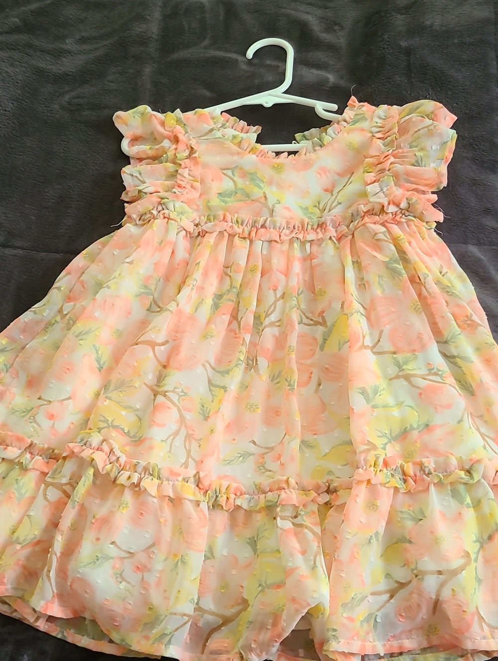 cupcakes & cashmere Peach Floral Ruffle Dress for Girls
